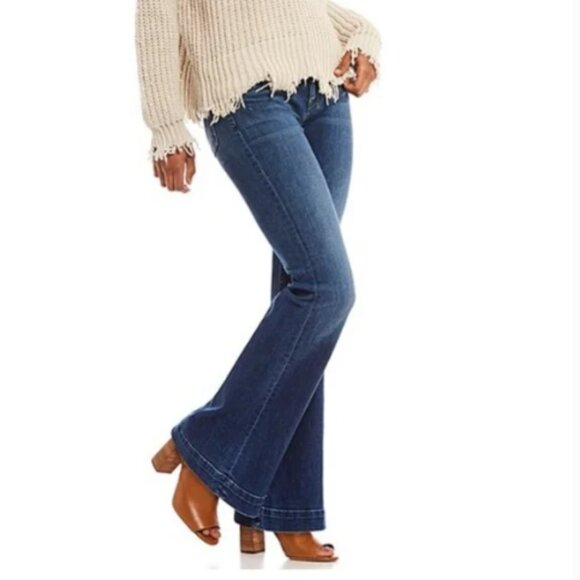 7 For All Mankind Dojo Jeans Boho Wide Leg Flare Mid Rise Medium Wash Tall 30 - Picture 3 of 16